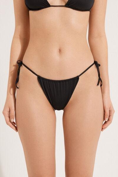 Black Curtain String Brazilian Bikini Bottoms, , large image number 0