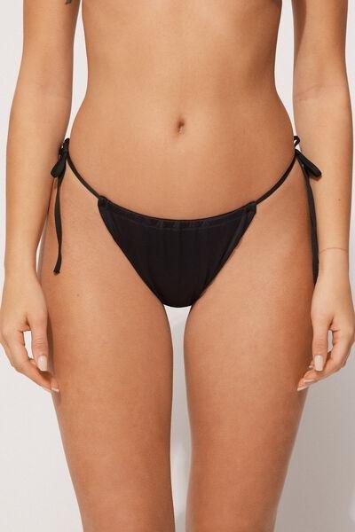 Black Curtain String Brazilian Bikini Bottoms, , large image number 0
