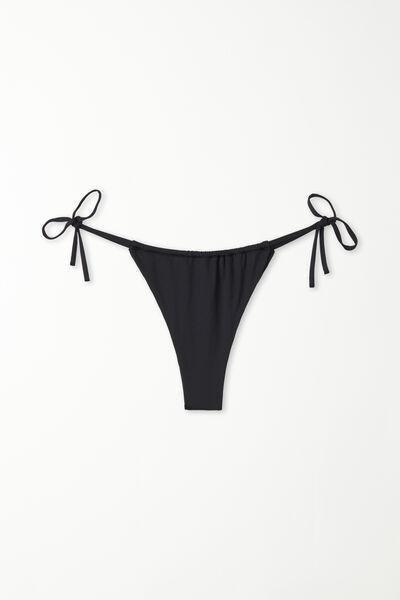 Black Curtain String Brazilian Bikini Bottoms, , large image number 4