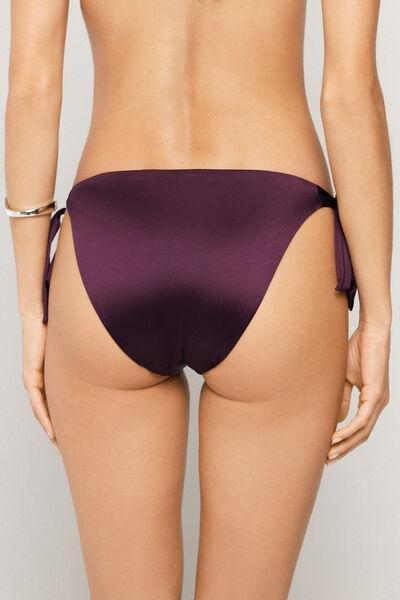 Burgundy Shiny Glam Tie Bikini Bottoms, 5701_282Z, large image number 2