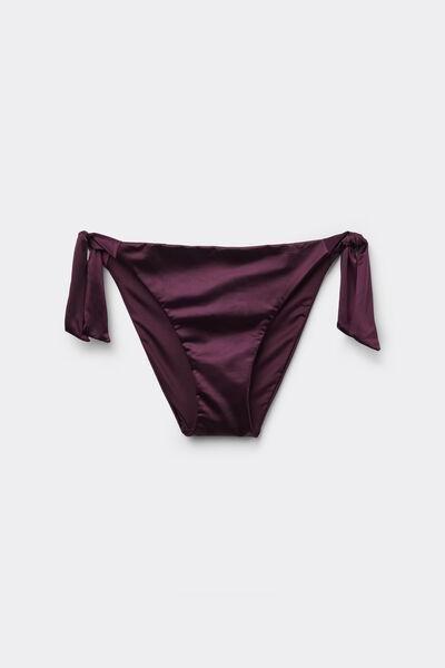 Burgundy Shiny Glam Tie Bikini Bottoms, 5701_282Z, large image number 4