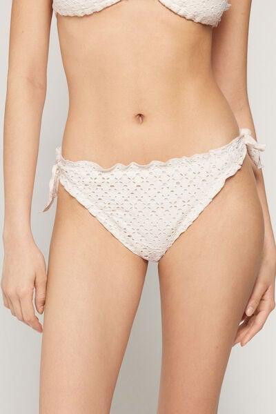 White Boho Style Tie Detail Bikini Bottoms, 5701_284Z, large image number 1