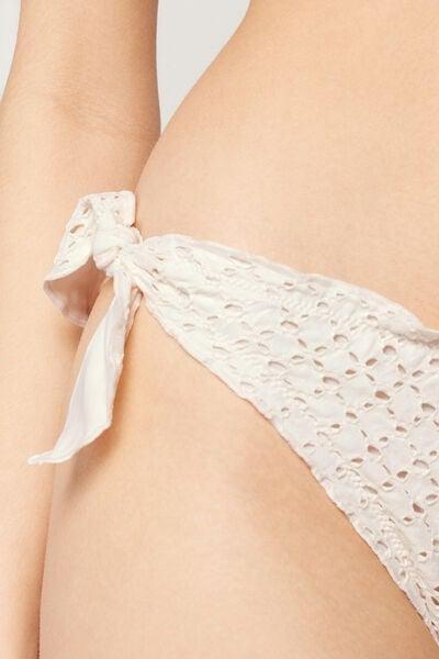 White Boho Style Tie Detail Bikini Bottoms, 5701_284Z, large image number 3