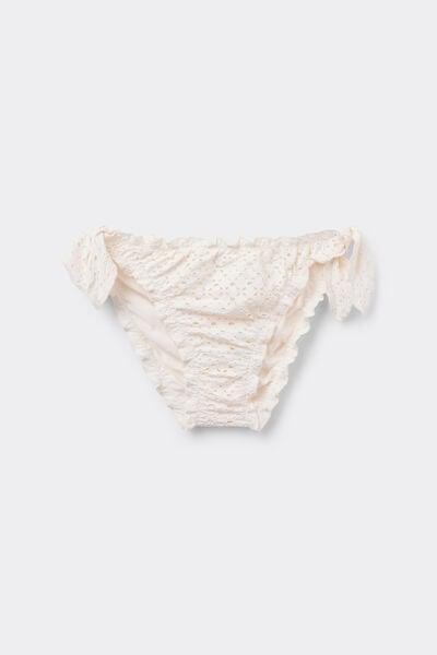 White Boho Style Tie Detail Bikini Bottoms, 5701_284Z, large image number 4