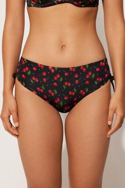 Black Cherry Print Bikini Bottom, 5701_767Y, large image number 1