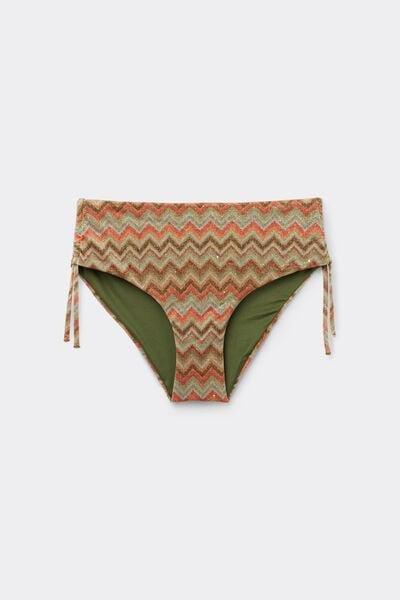 Brown Luxury Chevron High Bikini Bottoms, 5701_298Z, large image number 4