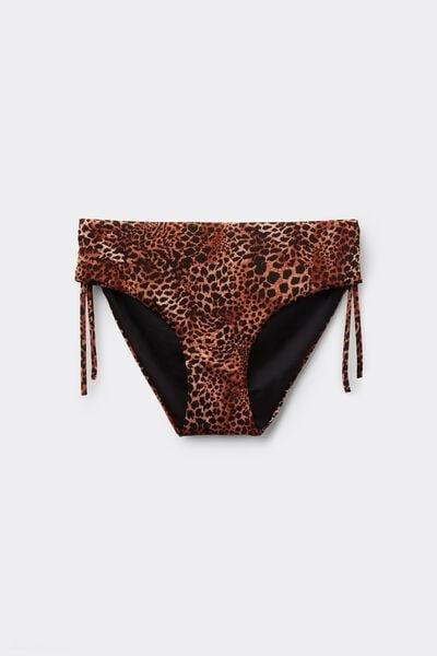Brown Savage Sun Animal Print High Bikini Bottoms, 5701_294Z, large image number 4