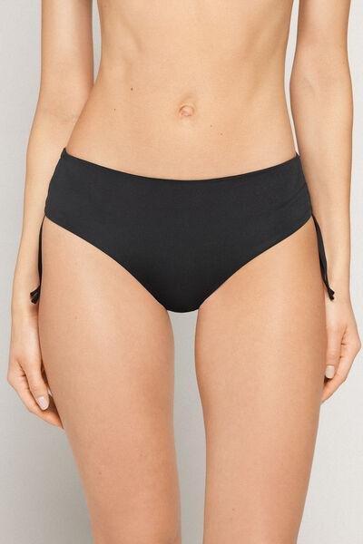 Black Recycled Micro High-Cut Bikini Bottoms, Black, large image number 1