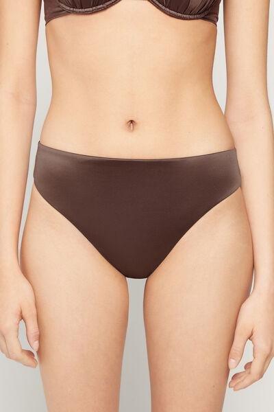 Brown Classic Shiny Glam Bikini Bottoms, 5701_281Z, large image number 1