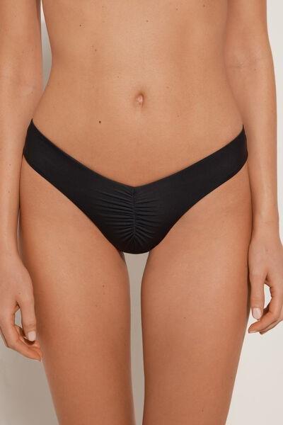 Black Recycled Microfibre High-Cut Bikini Bottoms, , large image number 1