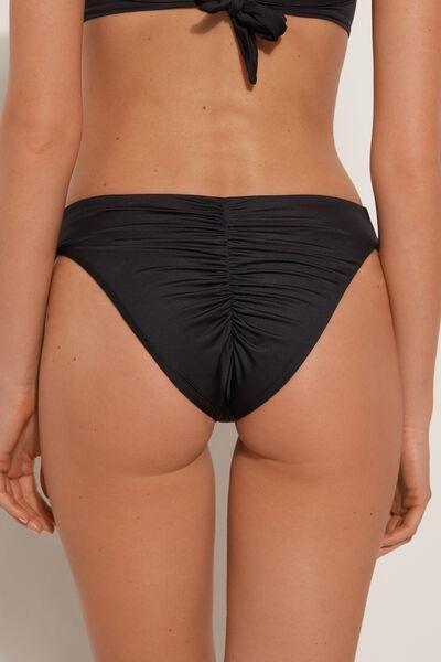 Black Recycled Microfibre High-Cut Bikini Bottoms, , large image number 2