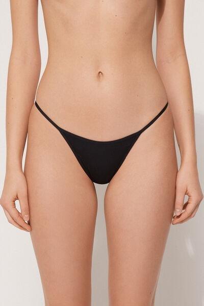 Black High-Cut G-String Bikini Bottoms, , large image number 0