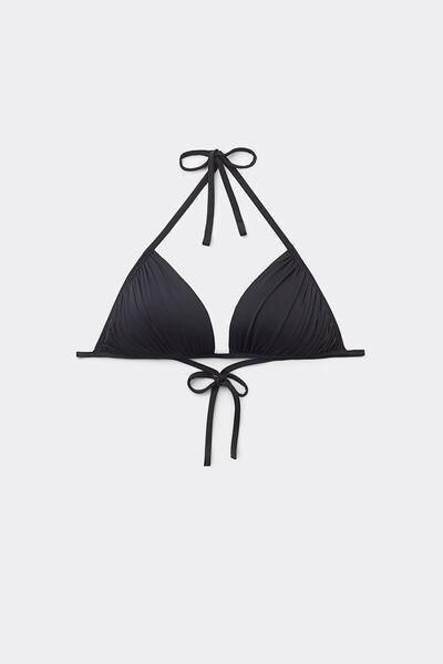 Black Recycled Microfibre Triangle Bikini Top, , large image number 4