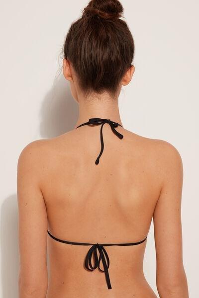 Black Recycled Microfibre Triangle Bikini Top, Black, large image number 5