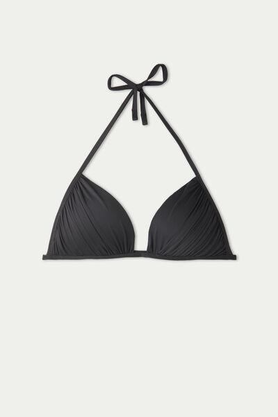 Black Recycled Microfibre Triangle Bikini Top, Black, large image number 8
