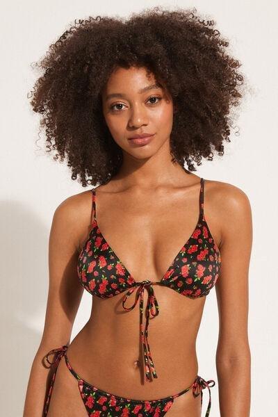 Black Spicy Roses Triangle Bikini Top, , large image number 0