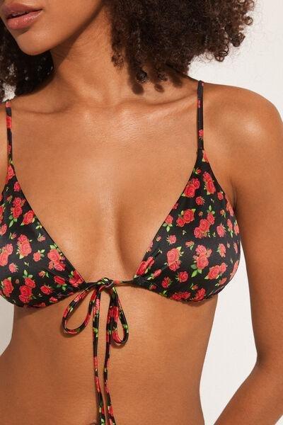 Black Spicy Roses Triangle Bikini Top, , large image number 3