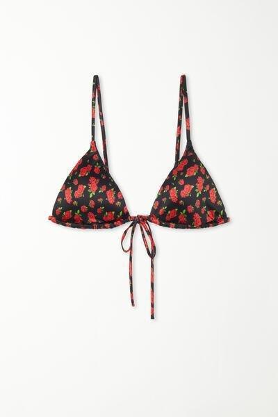 Black Spicy Roses Triangle Bikini Top, , large image number 4