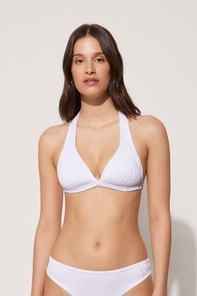 White Wide Strap Triangle Bikini Top, , large image number 0