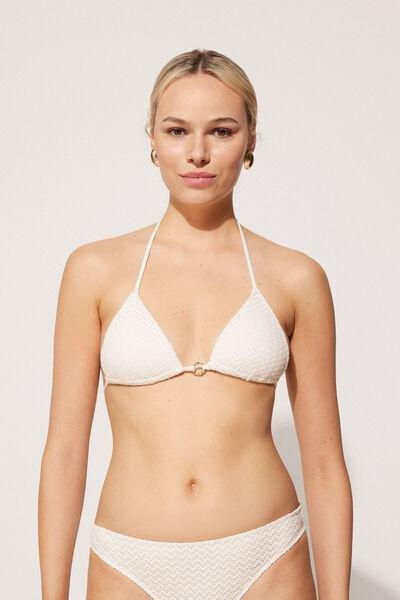White Lightly Padded Triangle Bikini Top, , large image number 0