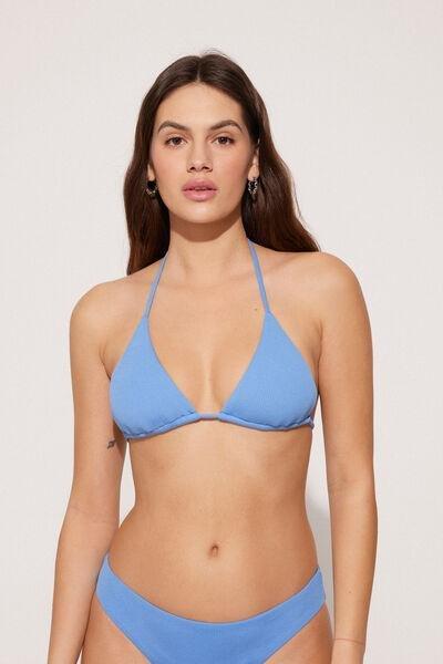 Blue Ribbed Triangle Bikini Top, 5701_525Y, large image number 1
