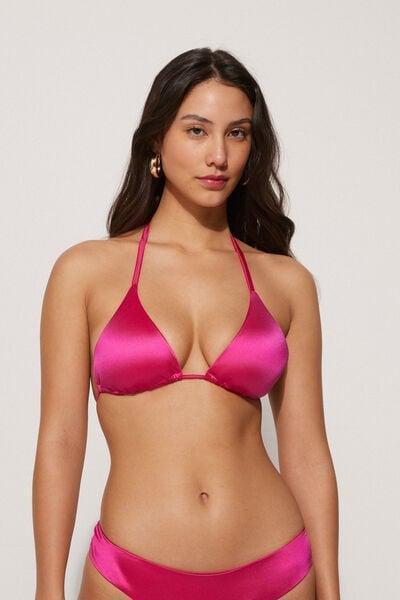 Pink Shiny Glam Triangle Bikini Top, 5701_497Y, large image number 0