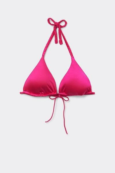 Pink Shiny Glam Triangle Bikini Top, 5701_497Y, large image number 4