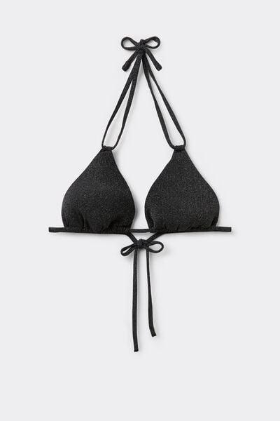 Black Sparkling Diva Triangle Bikini Top, Black, large image number 4
