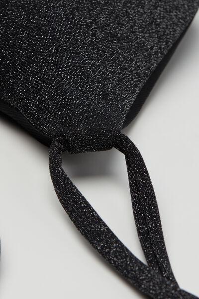 Black Sparkling Diva Triangle Bikini Top, Black, large image number 5