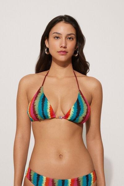 Multicolour Vibrant Stripes Triangle Bikini Top, , large image number 0