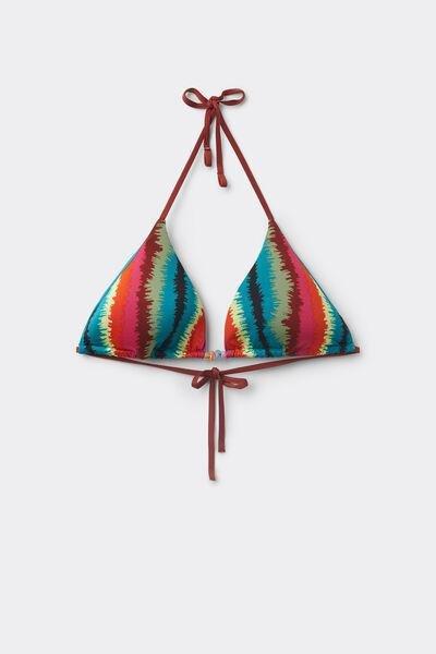 Multicolour Vibrant Stripes Triangle Bikini Top, , large image number 4