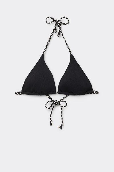 Black Tiki Texture Triangle Bikini Top, , large image number 4