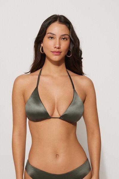 Green Shiny Glam Triangle Bikini Top, , large image number 0