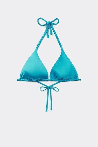 Blue Shiny Glam Triangle Bikini Top, 5701_524Y, large image number 4