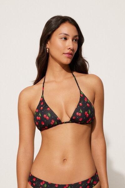 Black Cherry Print Triangle Bikini Top, 5701_767Y, medium