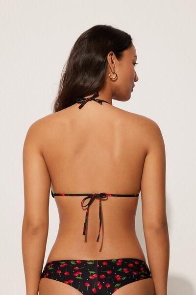 Black Cherry Print Triangle Bikini Top, 5701_767Y, large image number 2