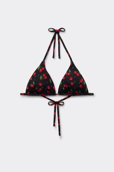 Black Cherry Print Triangle Bikini Top, 5701_767Y, large image number 4