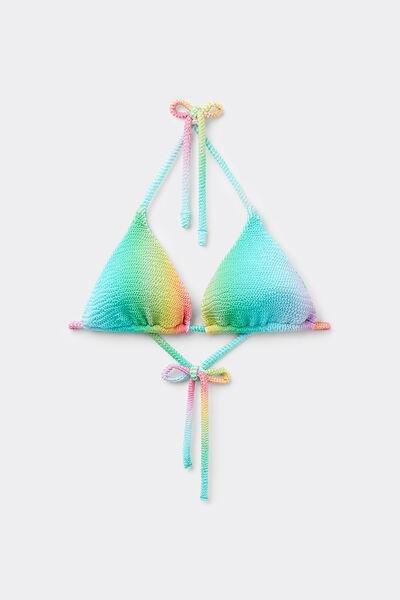 Multicolour Crinkle Triangle Bikini Top, 5701_777Y, large image number 4