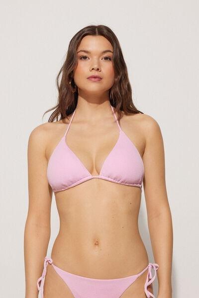Pink Ribbed Triangle Bikini Top, 5701_899Y, large image number 1