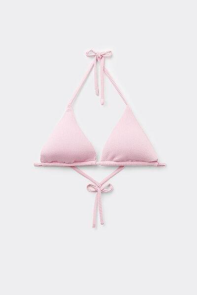 Pink Ribbed Triangle Bikini Top, 5701_899Y, large image number 4