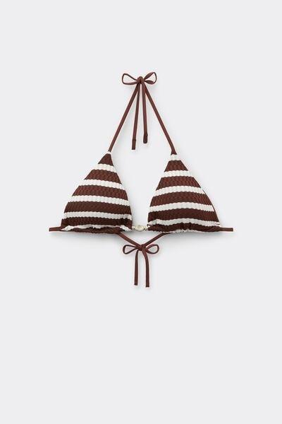Brown Desert Stripes Removable Padding Triangle Bikini Top, 5701_277Z, large image number 4