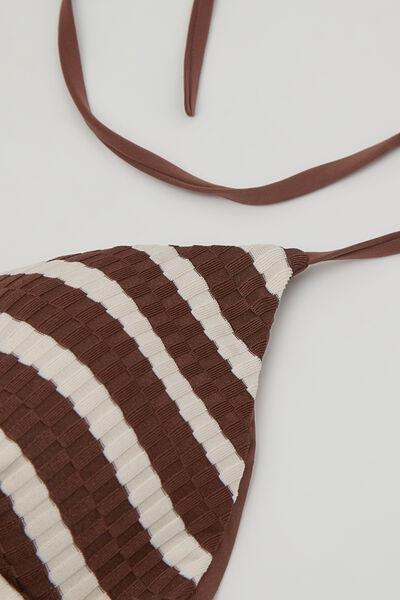 Brown Desert Stripes Removable Padding Triangle Bikini Top, 5701_277Z, large image number 6