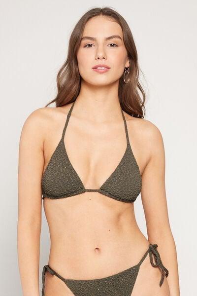 Green Crinkle Dune Removable Padding Triangle Bikini Top, 5701_226Z, large image number 1