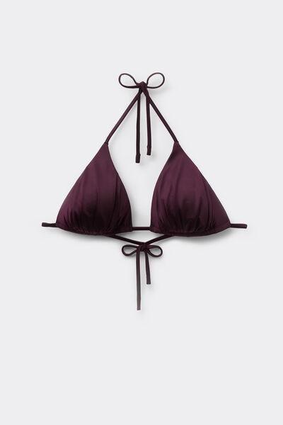 Burgundy Shiny Glam Lightly Padded Triangle Bikini Top, 5701_282Z, large image number 4
