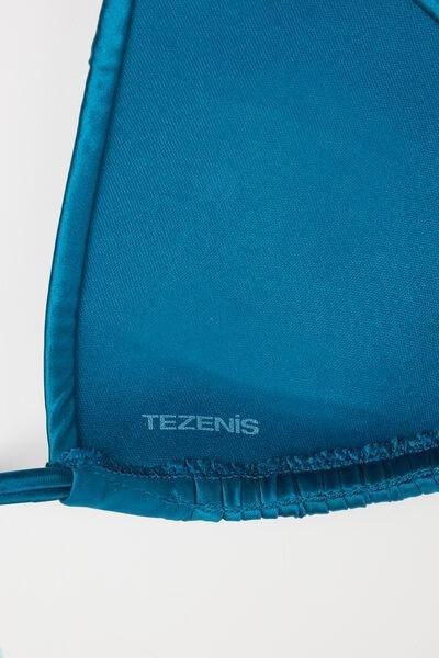 Blue Shiny Glam Lightly Padded Triangle Bikini Top, 5701_279Z, large image number 6