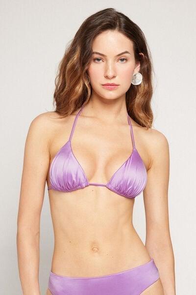 Lilac Shiny Glam Lightly Padded Triangle Bikini Top, 5701_288Z, large image number 1