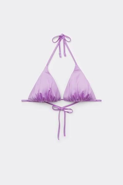 Lilac Shiny Glam Lightly Padded Triangle Bikini Top, 5701_288Z, large image number 4