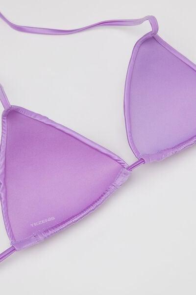 Lilac Shiny Glam Lightly Padded Triangle Bikini Top, 5701_288Z, large image number 5