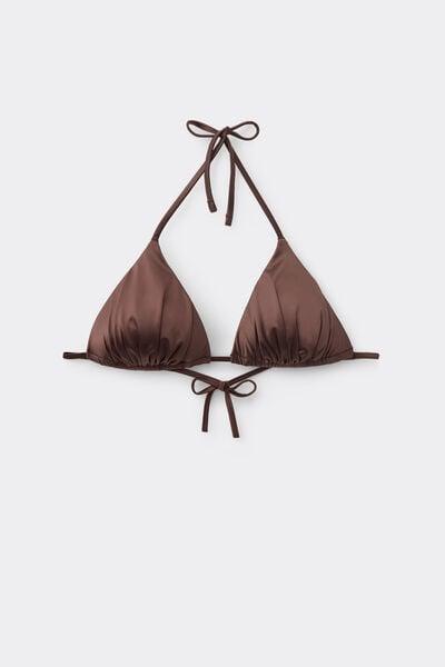 Brown Shiny Glam Lightly Padded Triangle Bikini Top, 5701_281Z, large image number 4