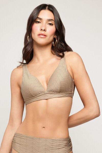 Beige Gold Sparkling Touch Triangle Bikini Top, 5701_286Z, large image number 1